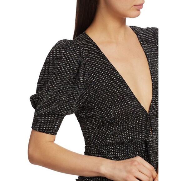 FOR LOVE & LEMONS Margaux Dress Size S Metallic Black Sparkle Bodycon Party Fun - Picture 8 of 16